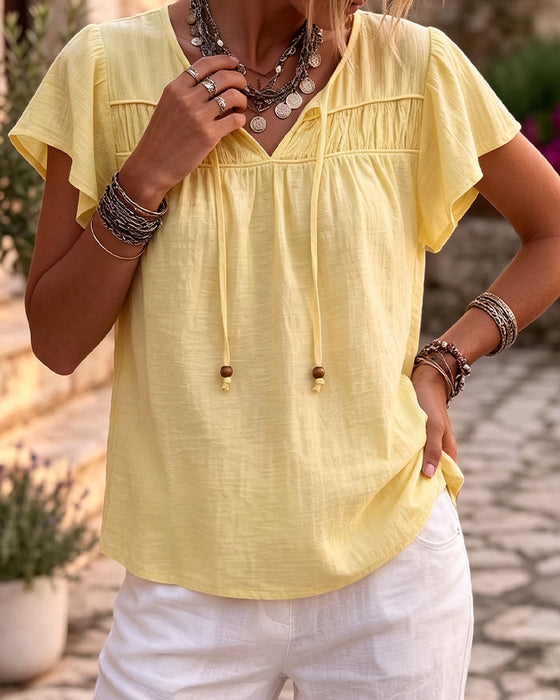 Bluse V-Hals Solid Casual