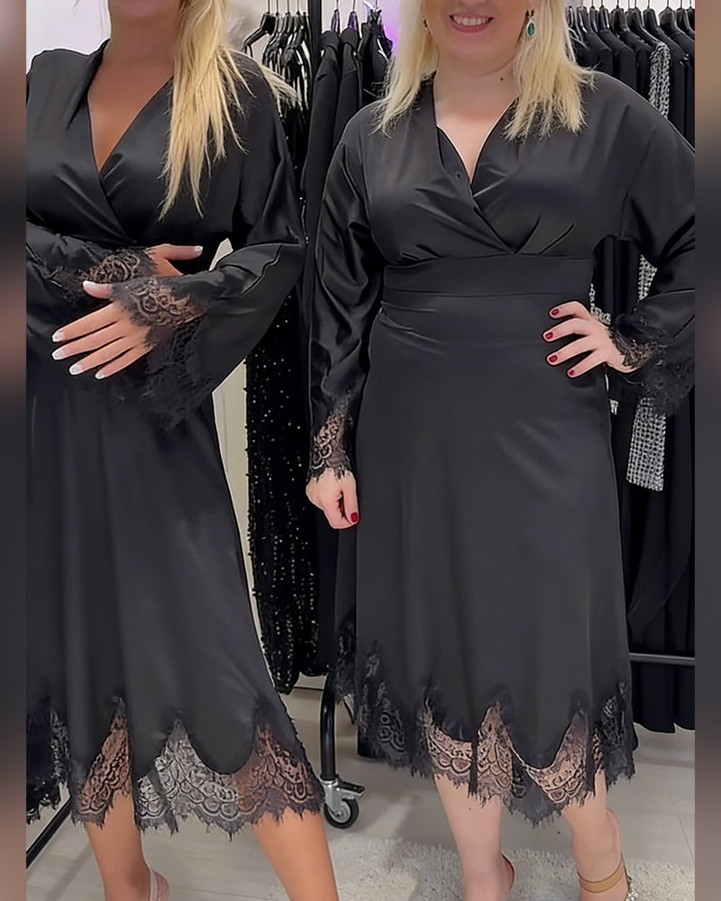 Sexy V-Halset Lappverkskjole