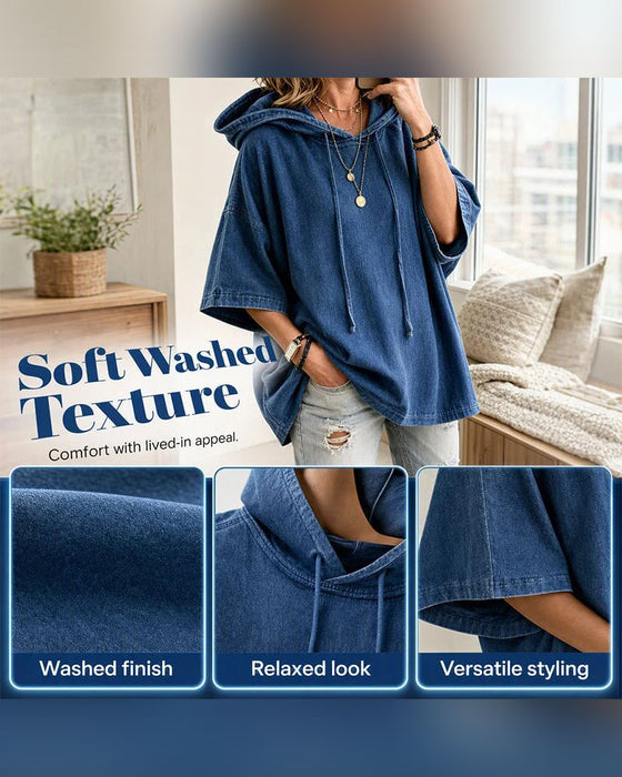 Hoodie Hetter Snor Albuelang Erme Denim