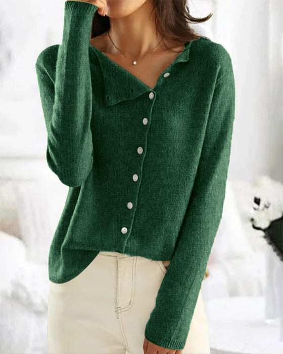 Pullover Knapp Uregelmessig Solid