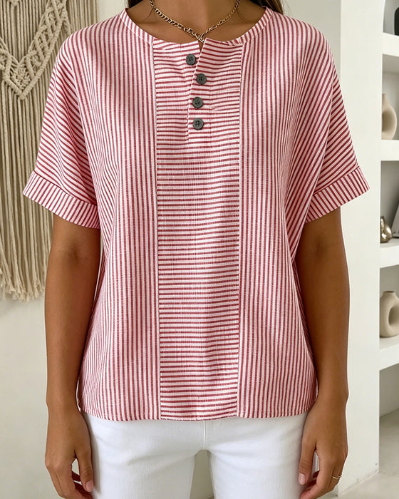 Bluse Rund Hals Kort Erm