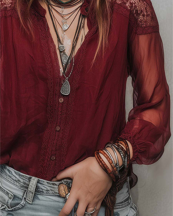 Bluse Modisk Patchwork Knipling