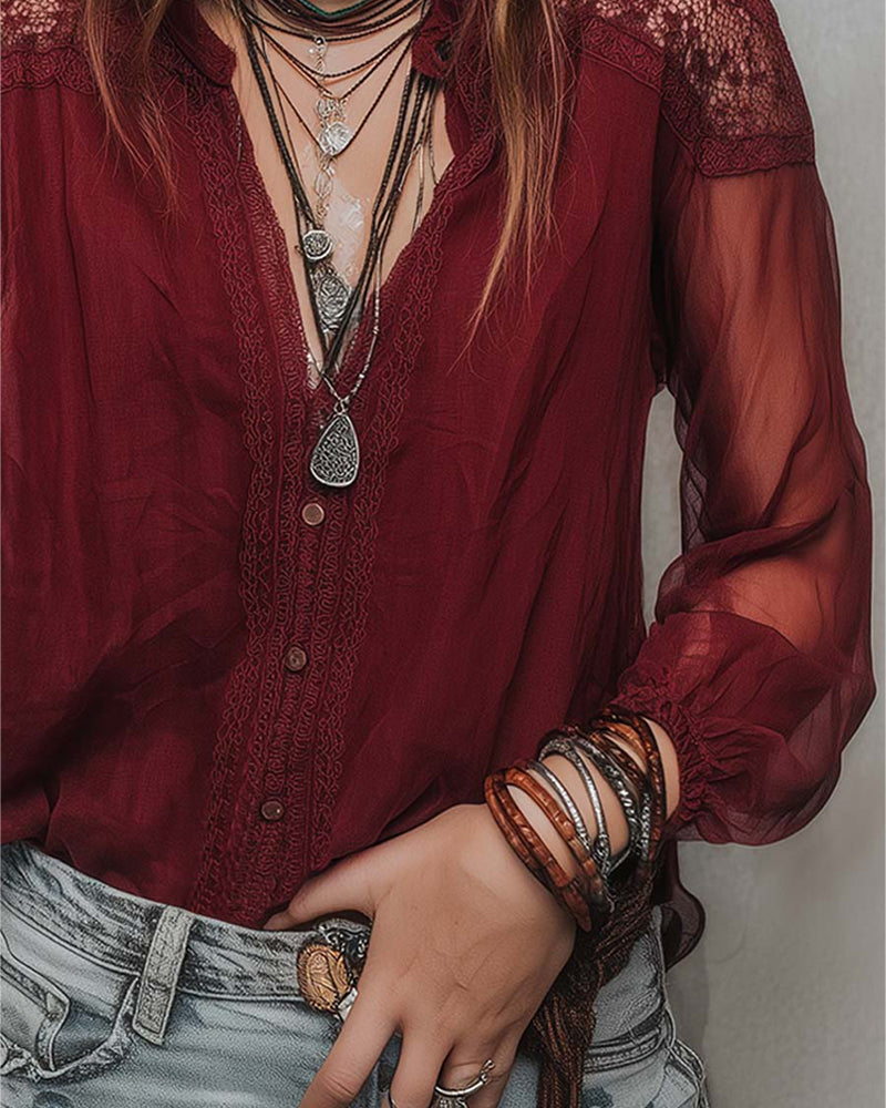 Bluse Modisk Patchwork Knipling