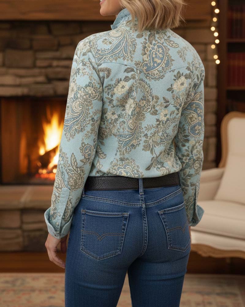 Skjorte Stilig Rysjet Retroprint