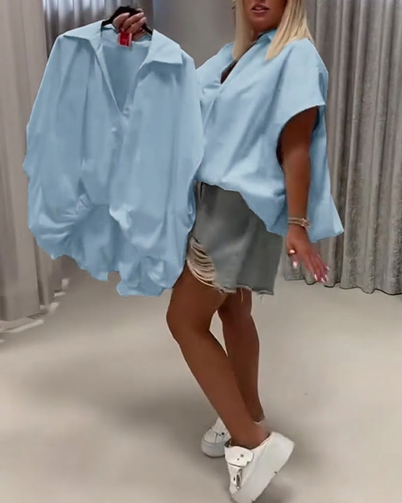 Bluse Jakkeslag Loose Fit Flagermuserme