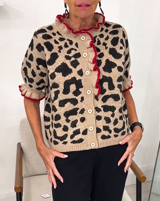Pullover Rysje Kortermet Leopardmønster