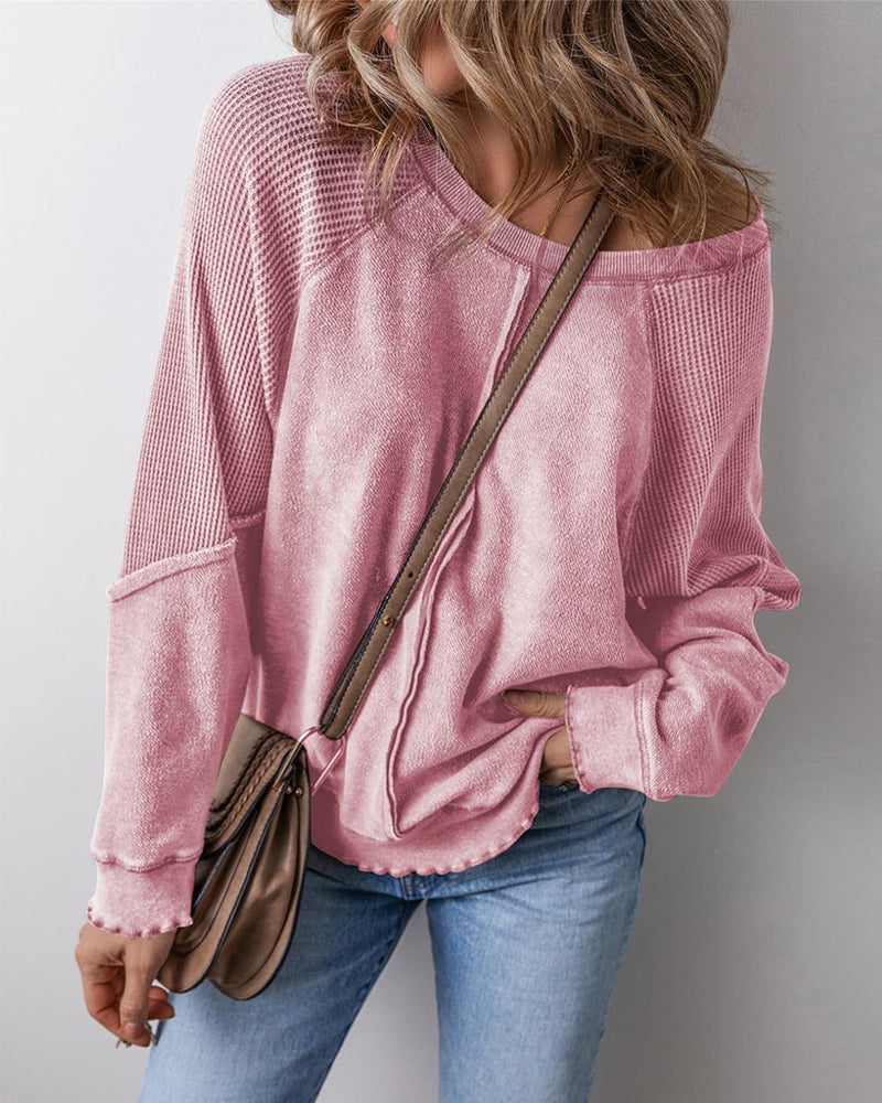 Sweatshirts Omvendt Søm Patchwork Casual