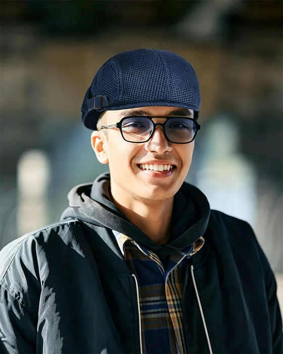 Menn Pustende Nett Flat Cap - Justerbar Newsboy Ivy Beret Sommerhatt