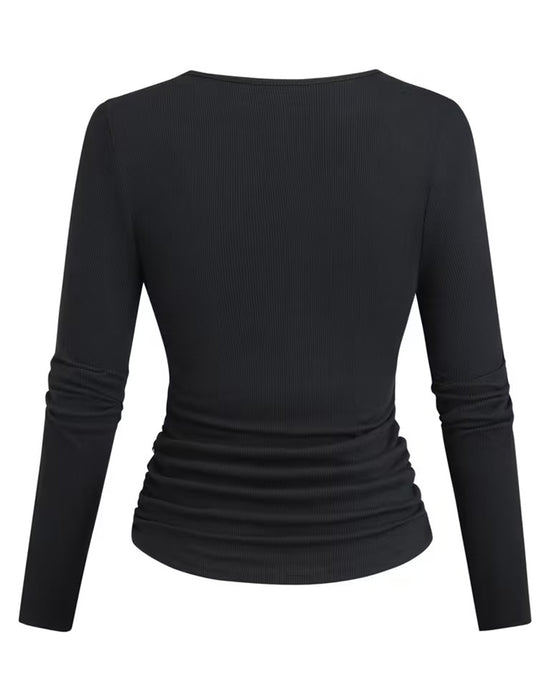 Bluse Stilig U-Hals Figursydd