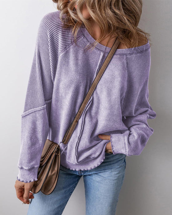 Sweatshirts Omvendt Søm Patchwork Casual