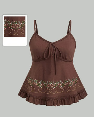 Topp Dame Blomster Brodert