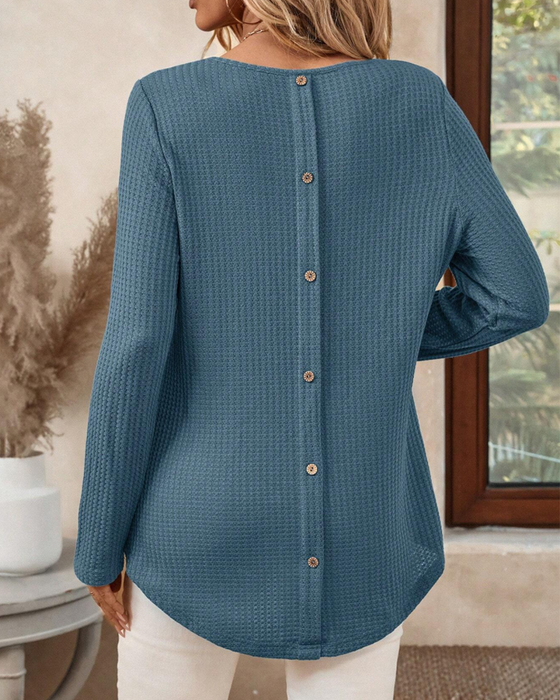 Topp Rund Hals Langermet Ensfarget