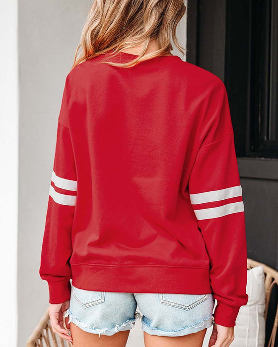 Fargeblokkert Langermet Rundhalset Sweatshirt