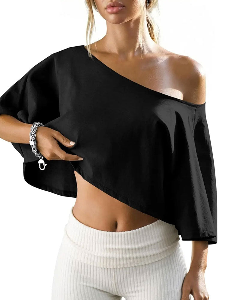 T-Skjorte Enskulder Croppet Cold Shoulder