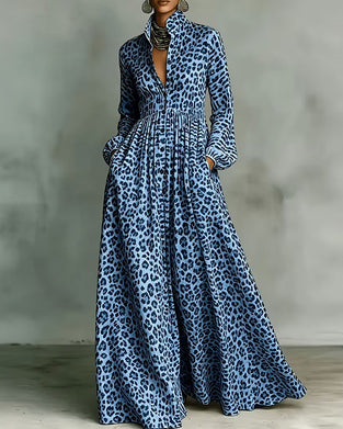 Skjortekjole Leopard Jakkeslag Lang