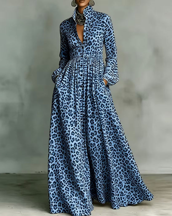 Skjortekjole Leopard Jakkeslag Lang