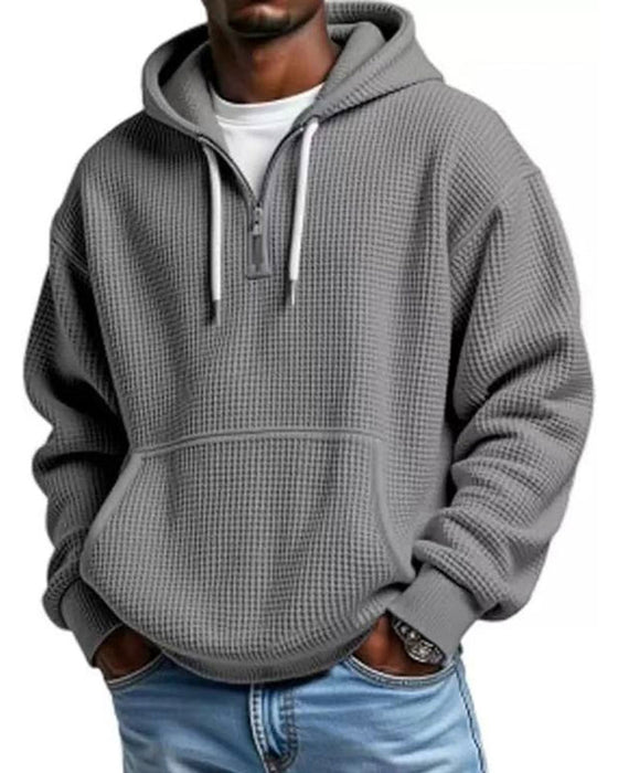 Hoodie Herre Solid Glidelås Pullover