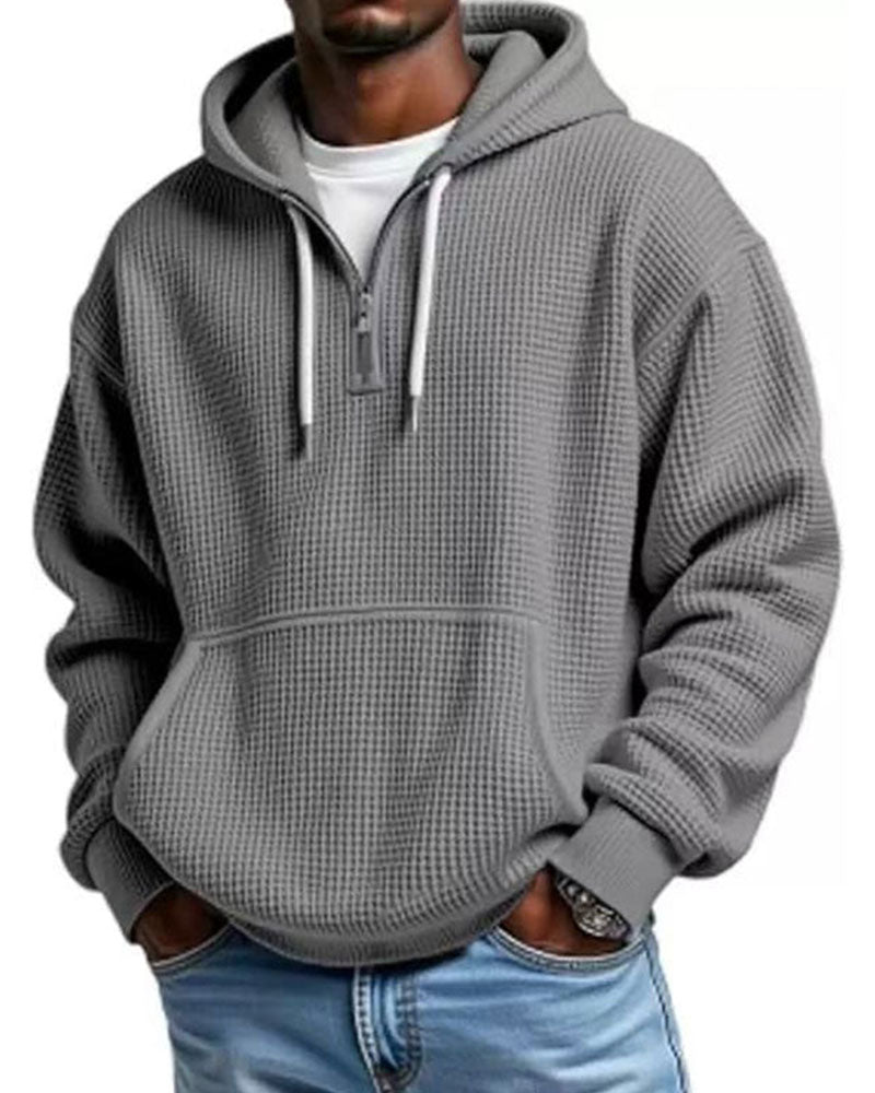 Hoodie Herre Solid Glidelås Pullover