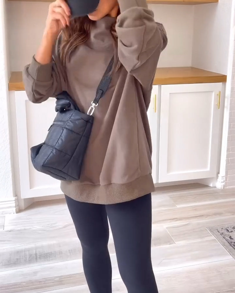 Retro ensfarget sweatshirt med delt stativ