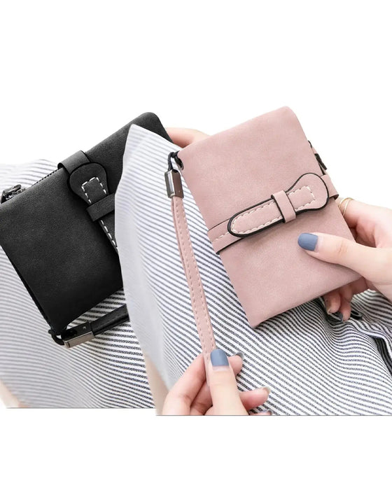 Dame Elegant Minimalistisk Kort Lommebok Med Håndleddsrem, Avslappet Allsidig Glidelås Kortholder Lommebok, Trendy Lommebok For Daglig Bruk