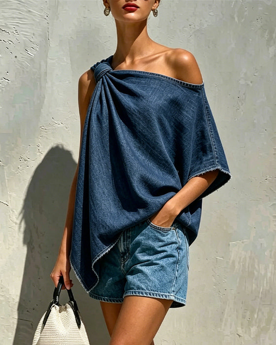 Bluse Denim Knytt Enskulder