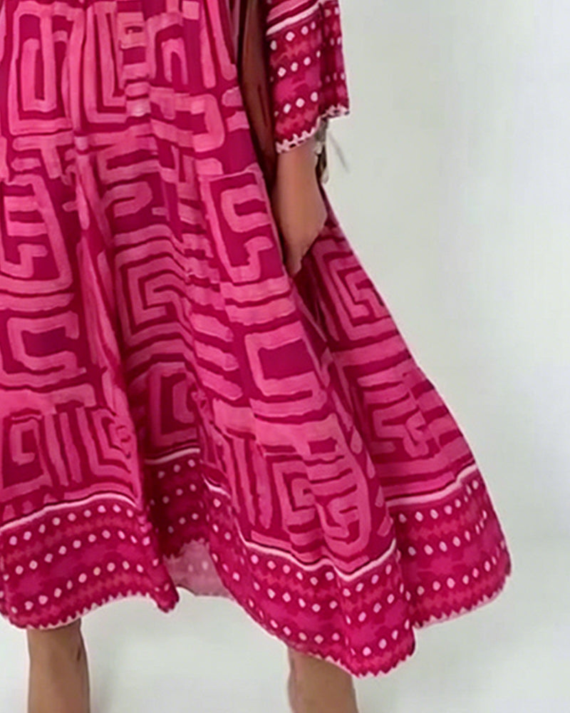 Kjole Etnisk Geometrisk Trykk