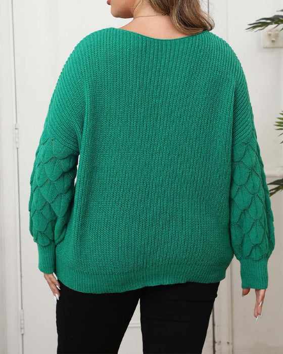 Pullover Puffererme V-Hals Strikket