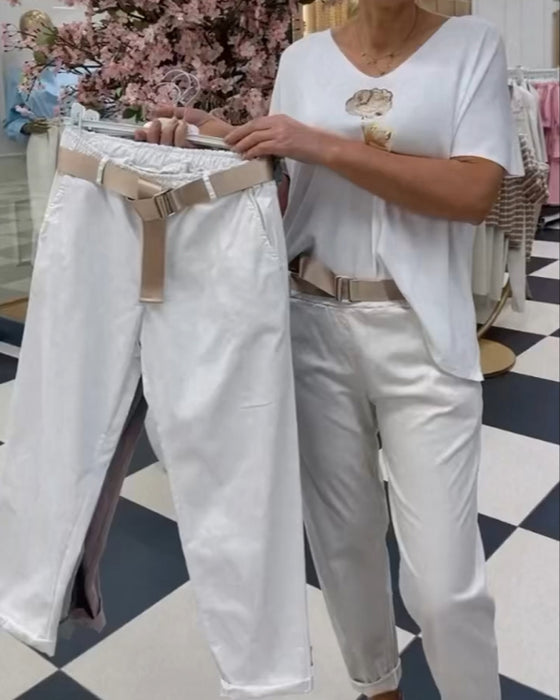 Bukser i ren farge og casual stil