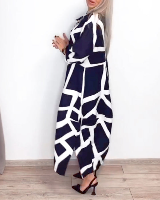 Kjole Jakkeslag Løs Geometrisk Trykk