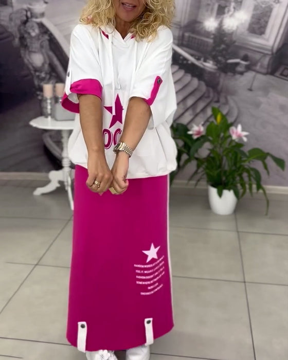 Sett Med Hette Snøring Trykt Skjørt