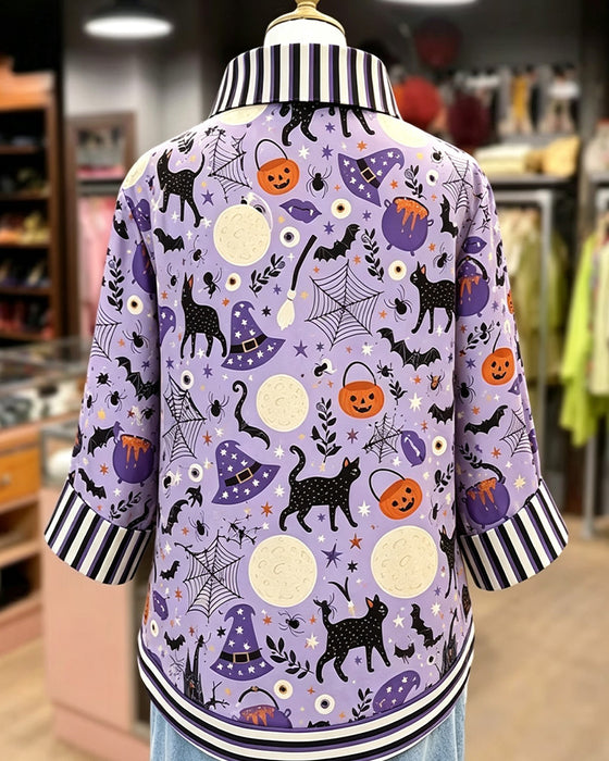 Bluse Jakkeslag Knapp Stripe Halloween