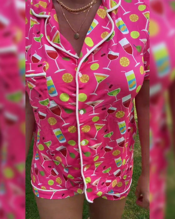 Todelte Sett Vinflaske Trykk Casual