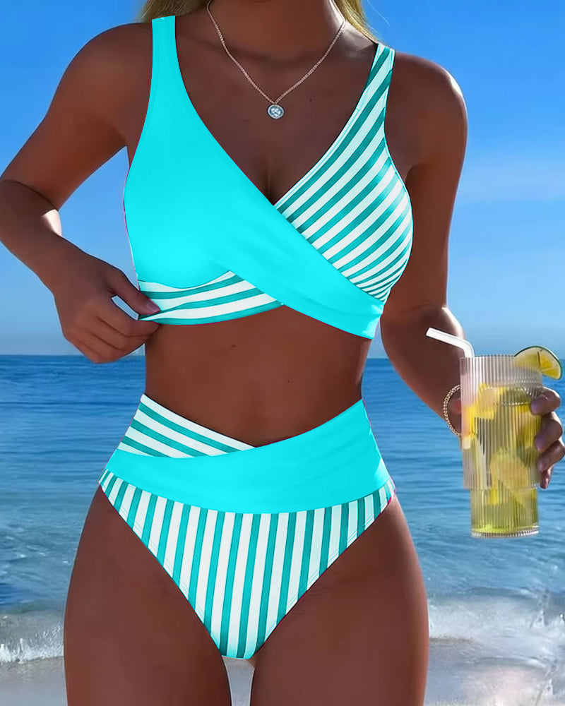 Bikini Kryssstripet Trykt