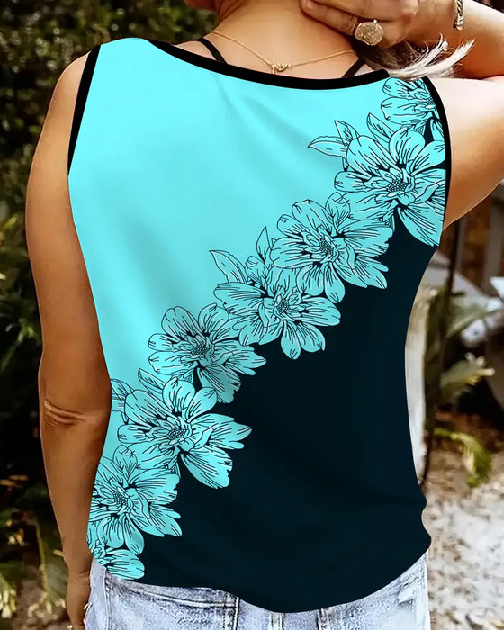 Tank Topp V-Hals Uten Ermer Trykt Fargeblokk