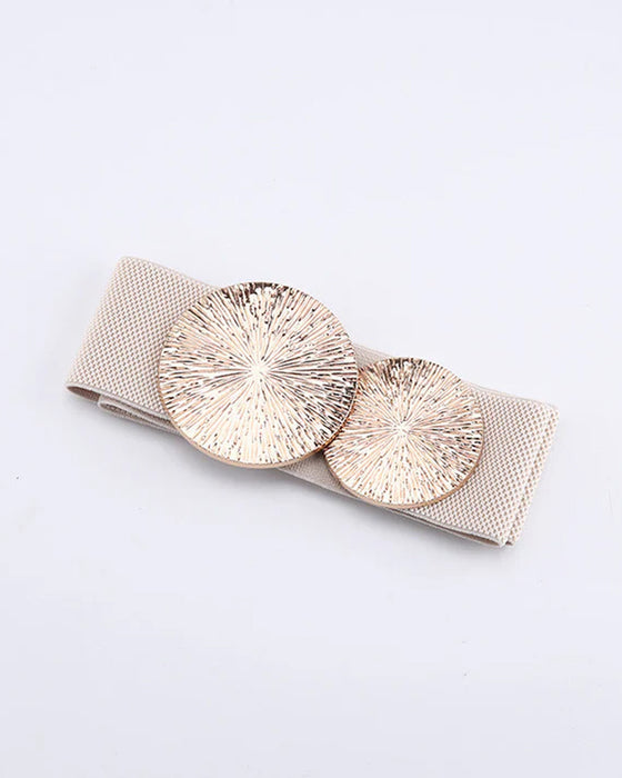 Dame Vintage Elastisk Belte Med Gyllent Spenne