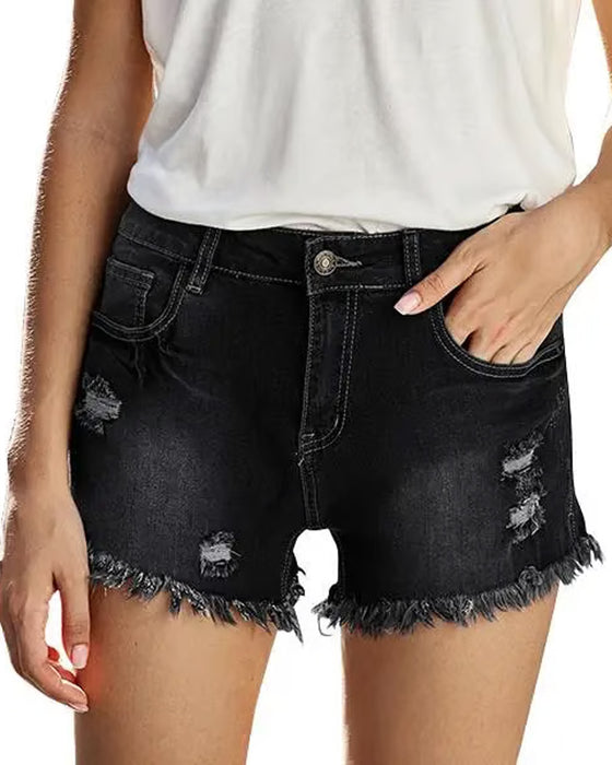 Shorts Rå Kant Denim