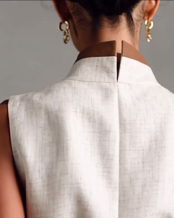 Kjole Kontrastfarge Ermsløs Maxi