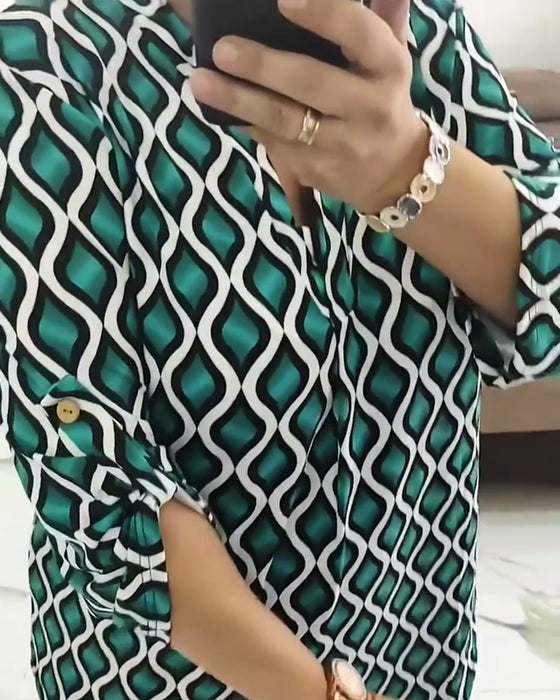 Skjorte Trykt Geometrisk V-hals