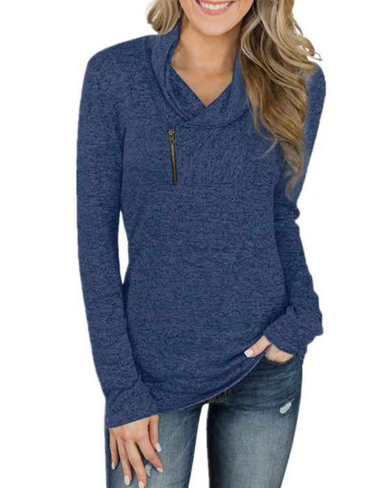Topp Ensfarget Pullover Glidelås Tettsittende