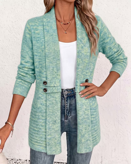 Cardigan Solid Farge Knapp Pyntet