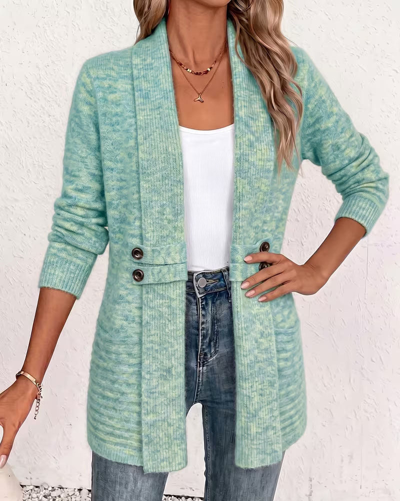 Cardigan Solid Farge Knapp Pyntet