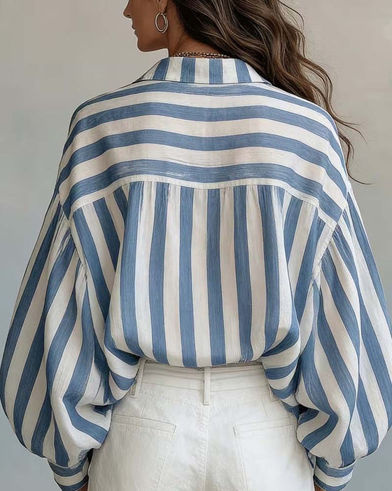 Bluse Akvarell Stripe Løs