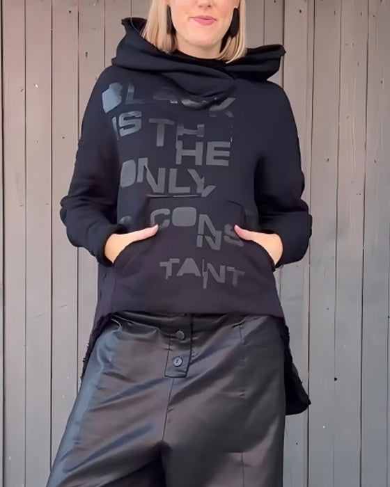 Hoodie Bokstav Trykk Løs Lang Erme Pullover