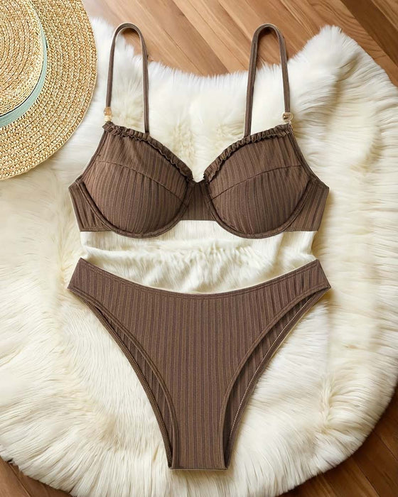 Bikini Ribbet Rynket Solid