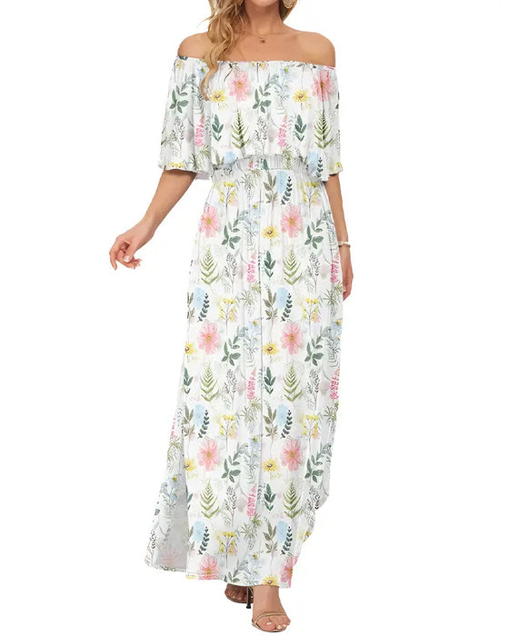 Kjole Elegant Blekkvask Blomstret Maxi