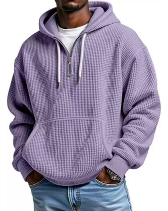 Hoodie Herre Solid Glidelås Pullover