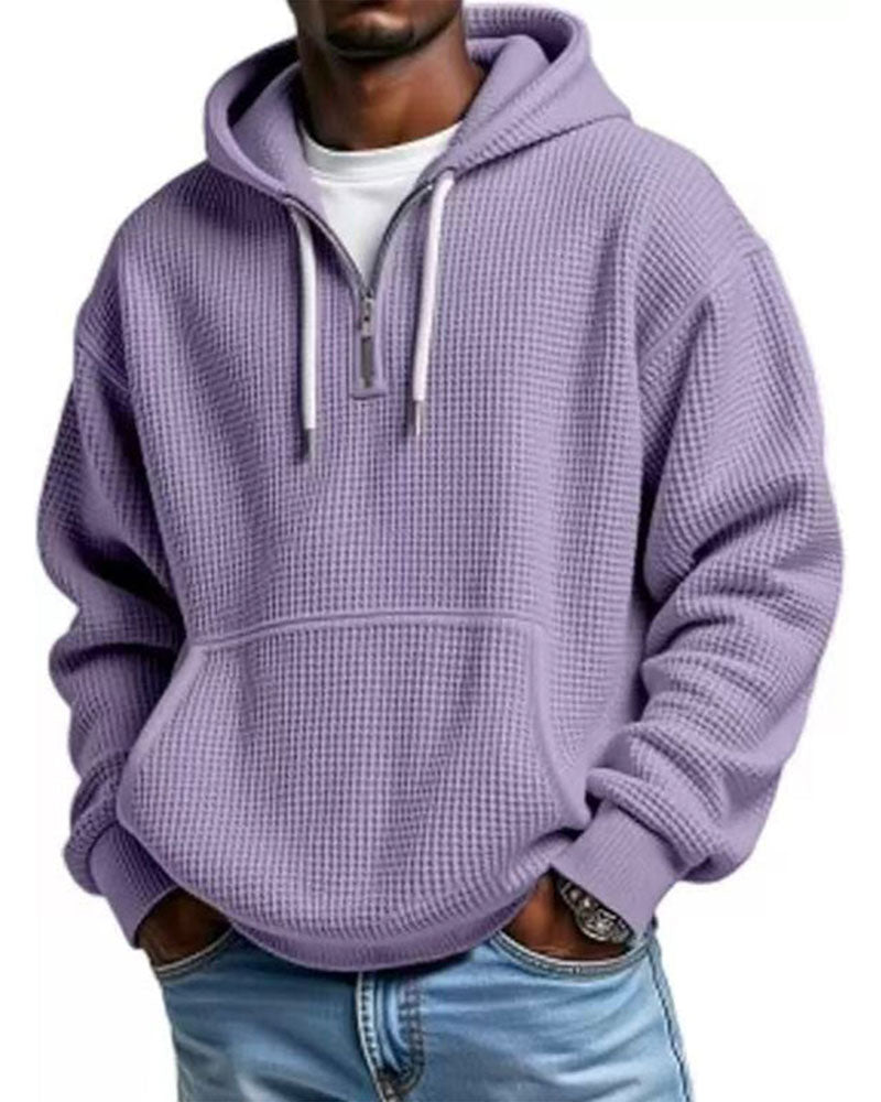 Hoodie Herre Solid Glidelås Pullover