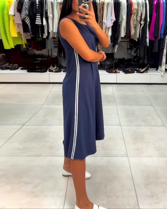 Kjole Asymmetrisk Ensfarget Splitt Ermeløs