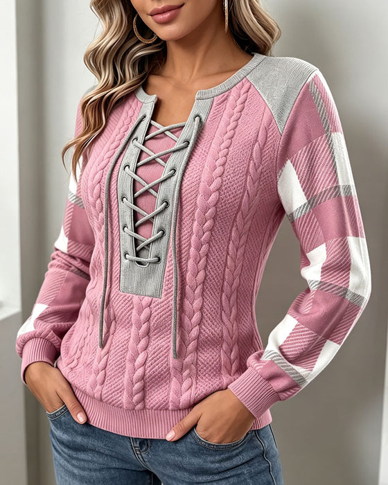 Sweatshirt Rund Hals Stropper Rutete Trykk