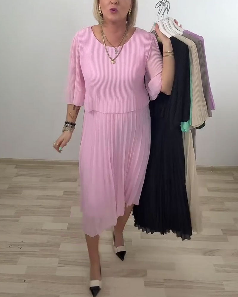 Kjole Plissert Mellomlang Erm